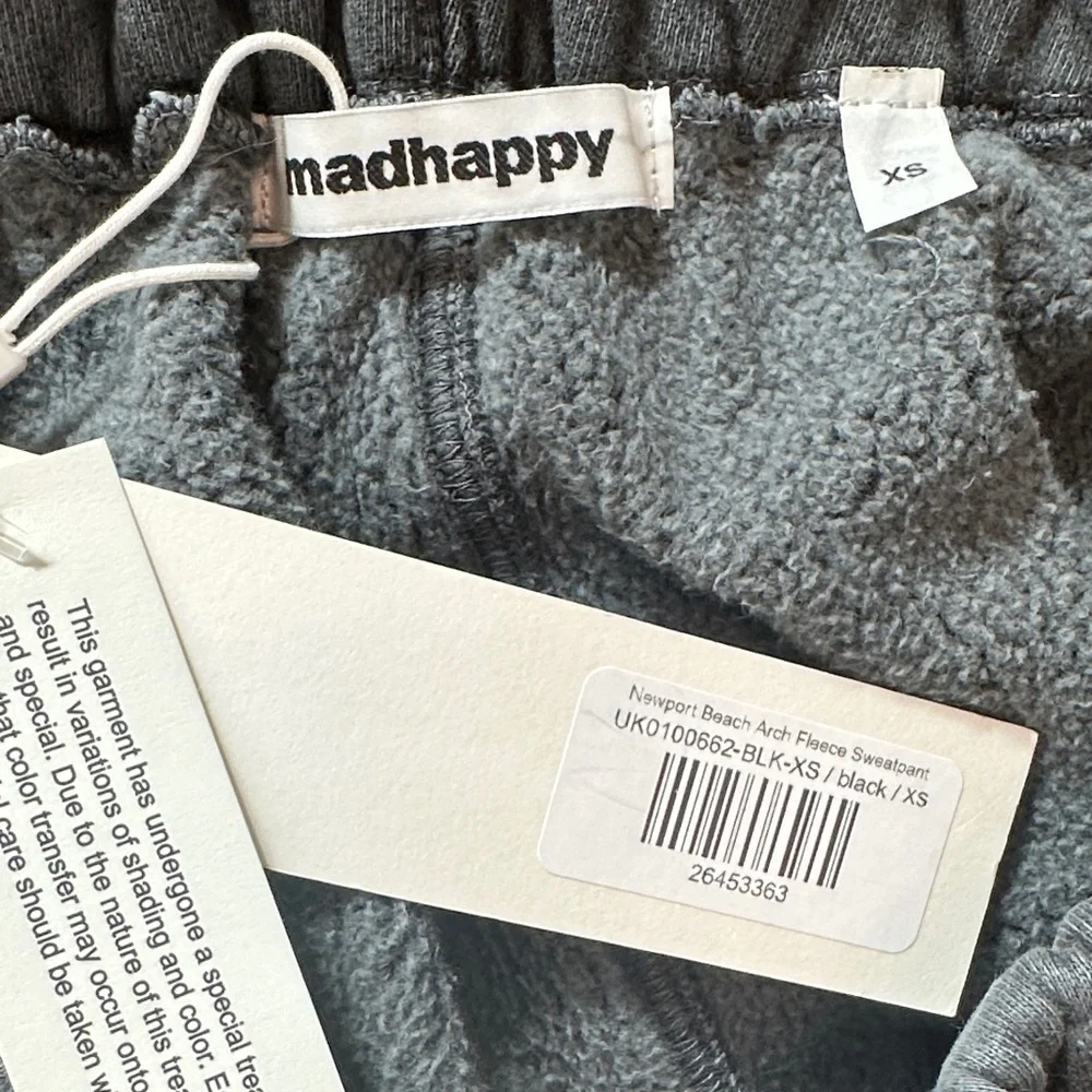 Madhappy Unisex Charcoal Grey Sweatpants with Newport Beach Print Size XS - Picture 5 of 5